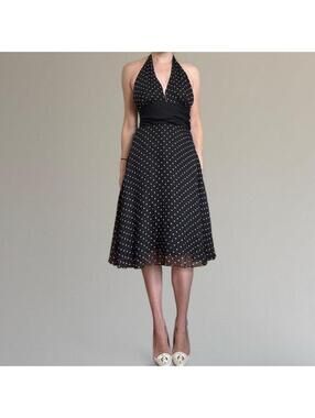Y2K 100% silk polka dot halter dress from ice.